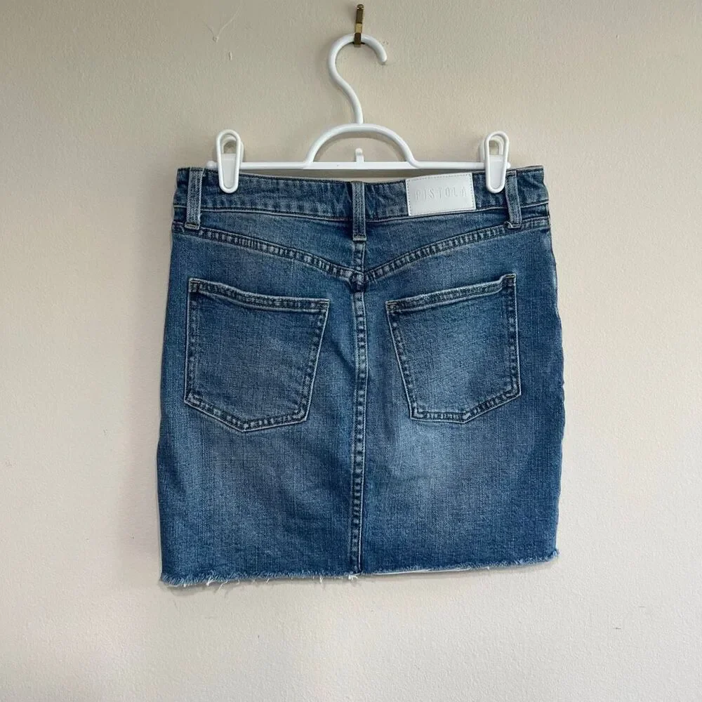 Pistola Distressed Mini Denim Skirt 26 Women